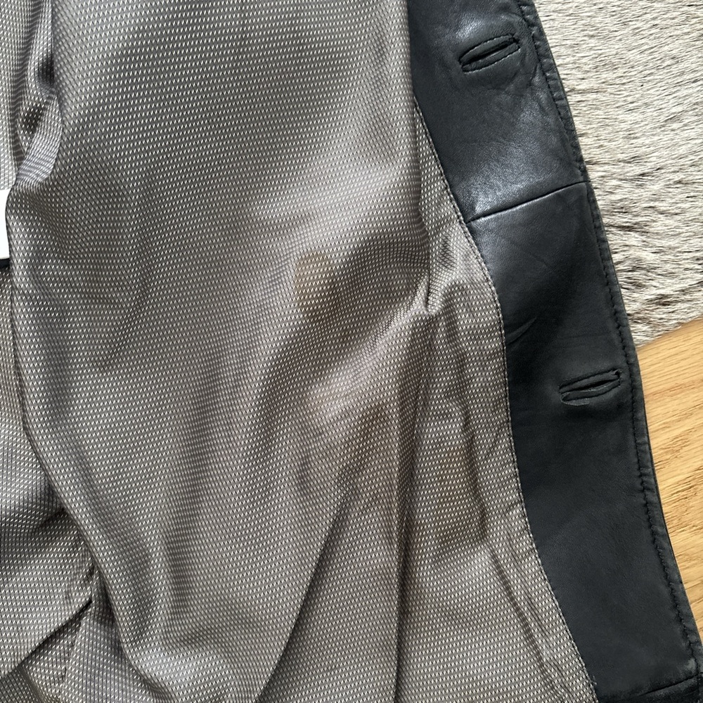Men's black Leather Bomber Jacket - Picture 6 of 7